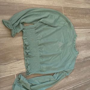 High neck sea foam green blouse